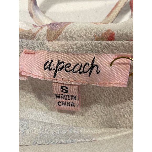 A.PEACH Womens Floral One Shoulder Mini Dress CD20468 White Blue Size Small - Picture 7 of 9